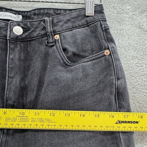 Avec Les Filles Jeans Women 28 Black Charcoal Wash High Rise Straight Distressed - Picture 10 of 14